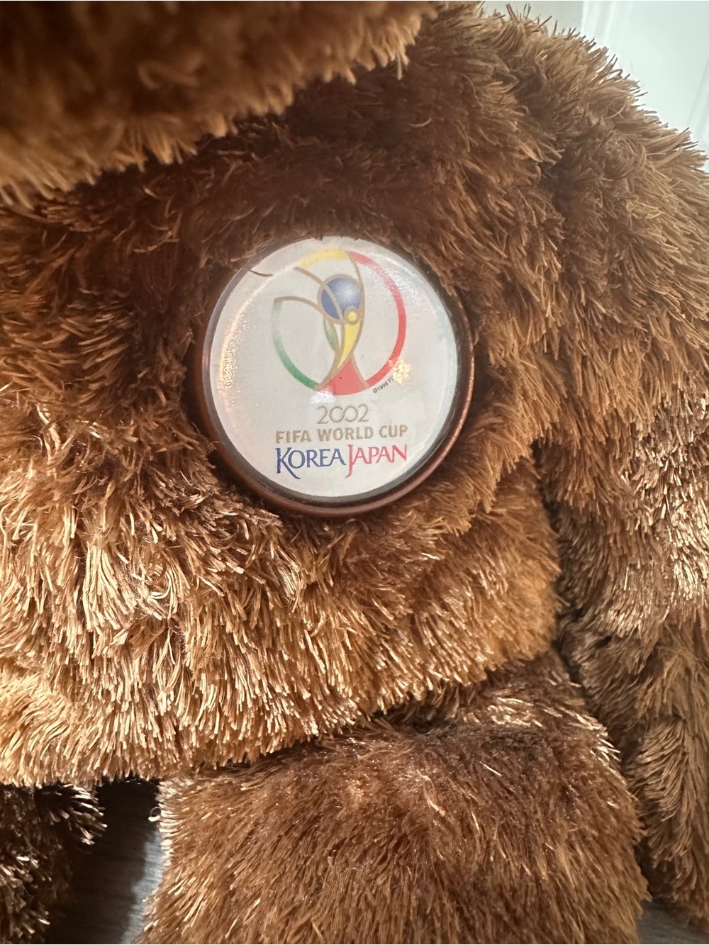 Ty FIFA 2002 World Cup Korea/Japan Brown Teddy Bear with Gold Ribbon Plush - Picture 2 of 7